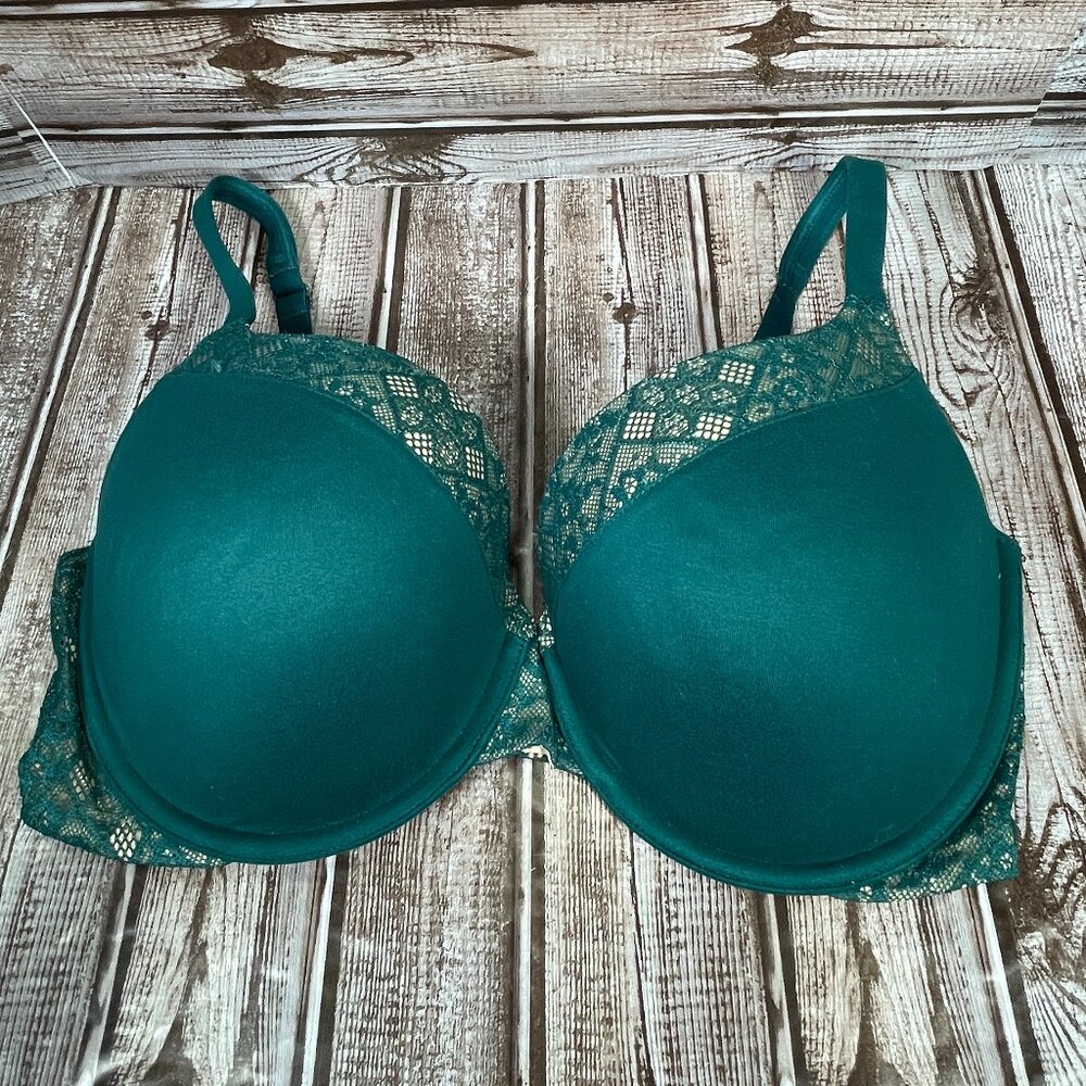 VICTORIA'S SECRET Body by Victoria Perfect Shape 36DD Green Lace Underwire Bra